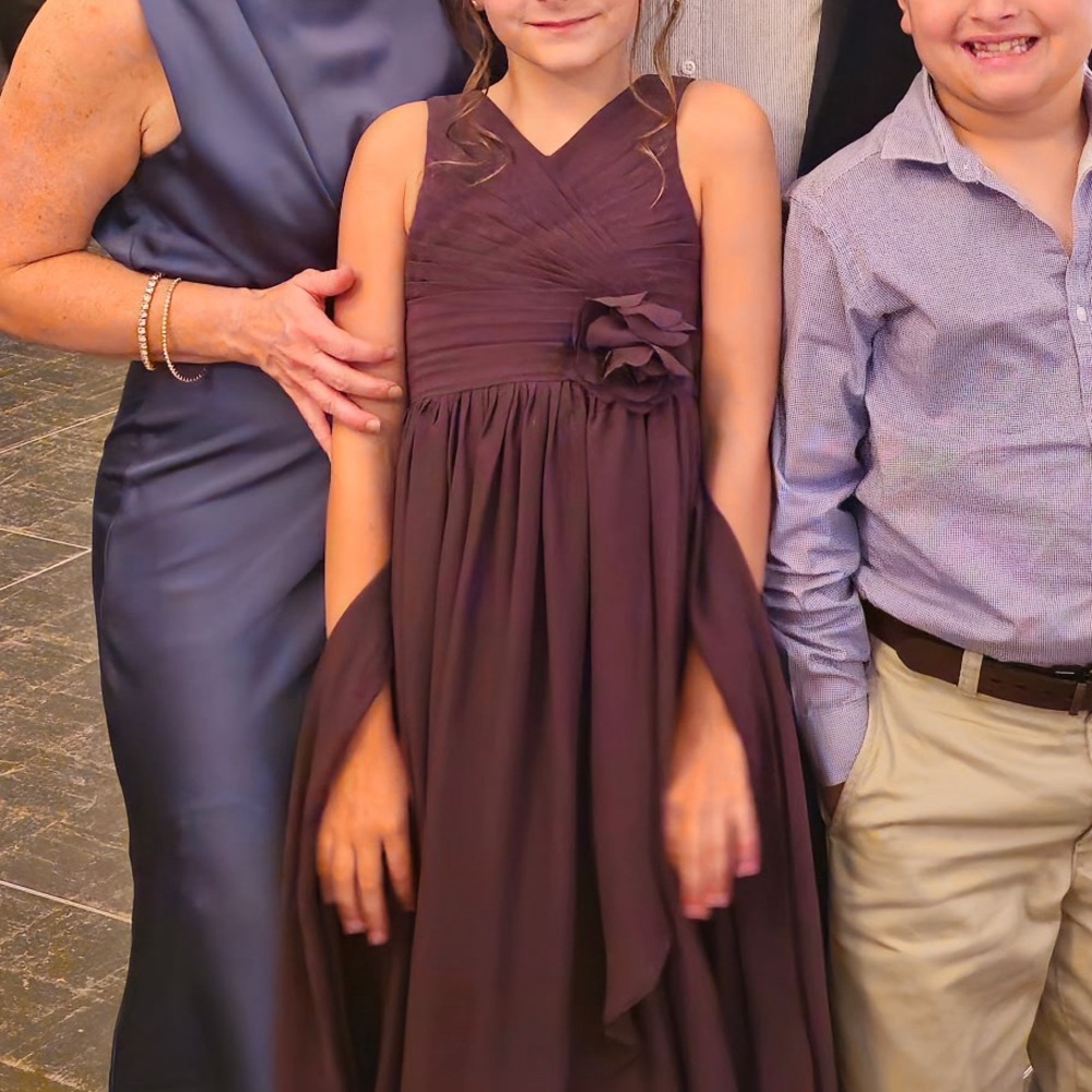 JJ’s House Girl’s Elegant Purple Dress with Floral Detail